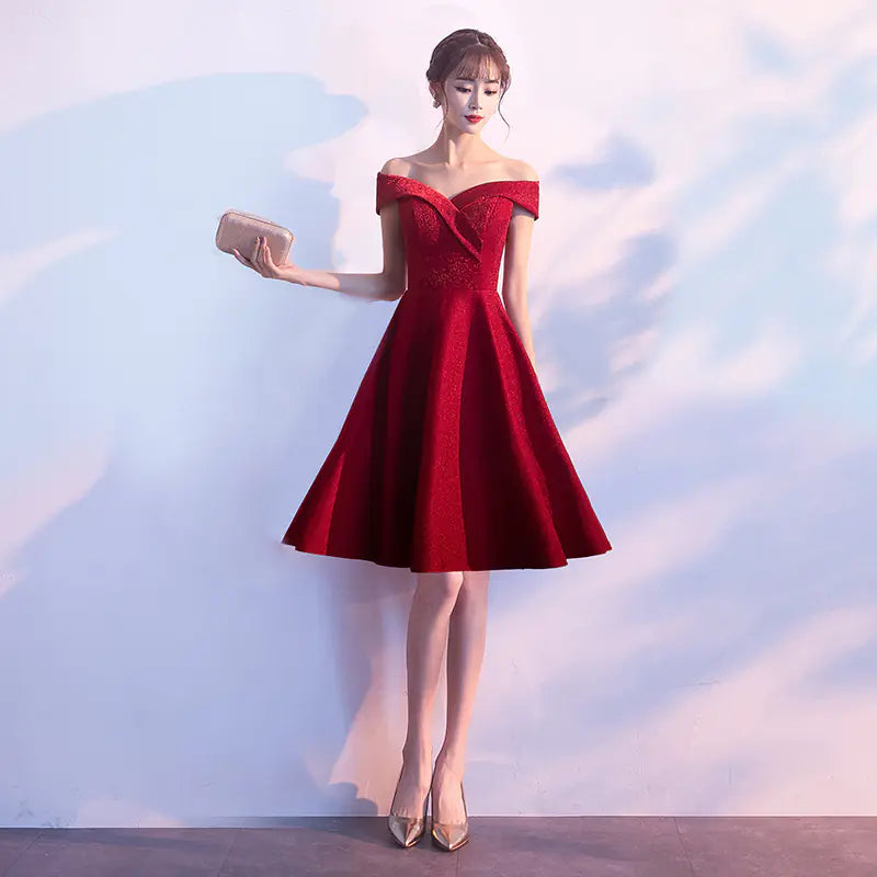 Red Long Evening Dress for Weddings and Engagements