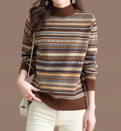 Knitted Sweater, Warm Base Layer, Crew Neck Top