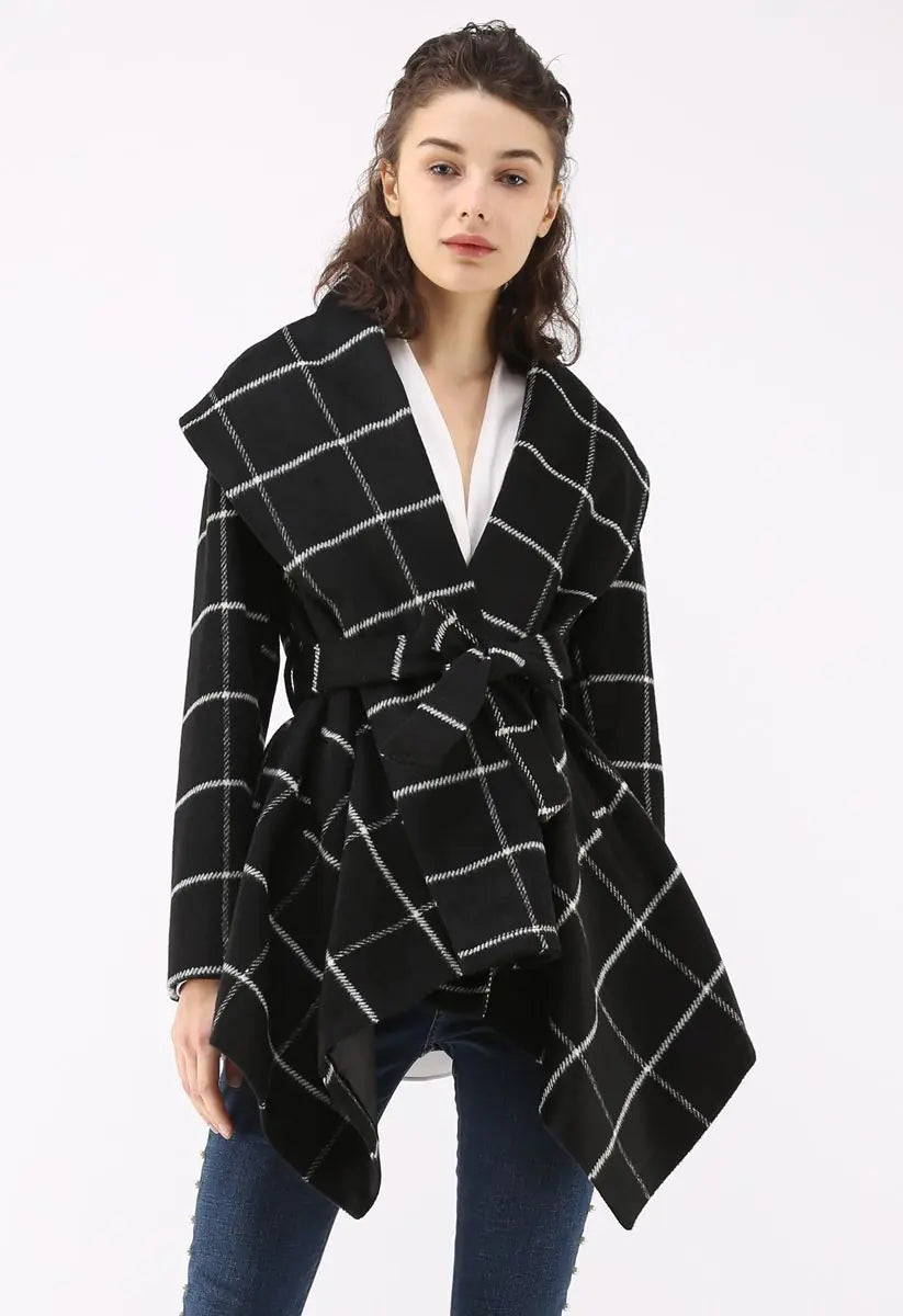 Plaid Woolen Coat for Women's Autumn and Winter