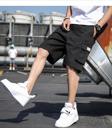 Camouflage Cargo Shorts with Letter Print for Summer