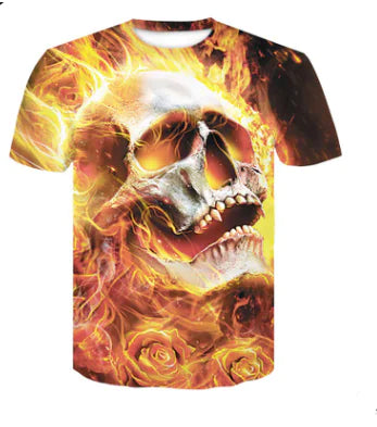 Digital Print Crew Neck Short Sleeve T-Shirt