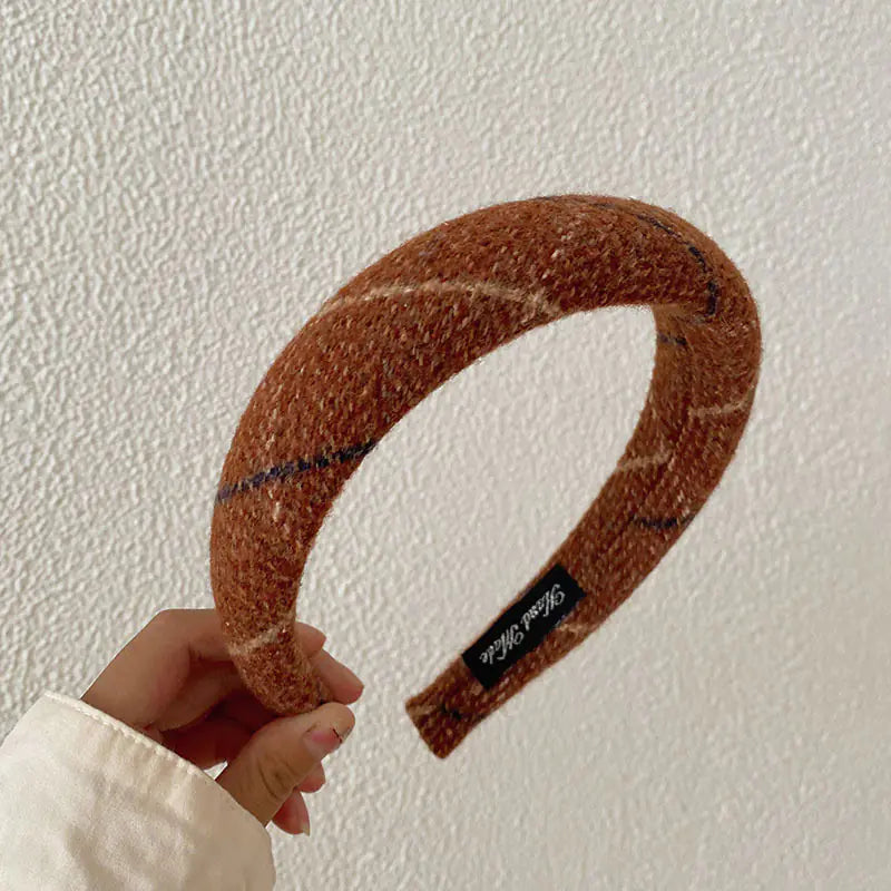 Korean Style Woolen Plaid Headband for Autumn/Winter