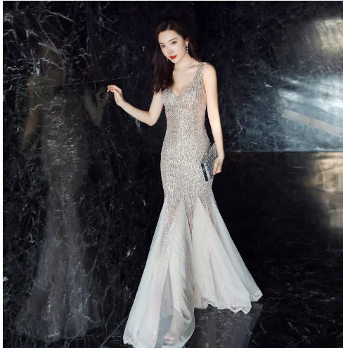 Sequin Mermaid Evening Gown for Women - Elegant Style