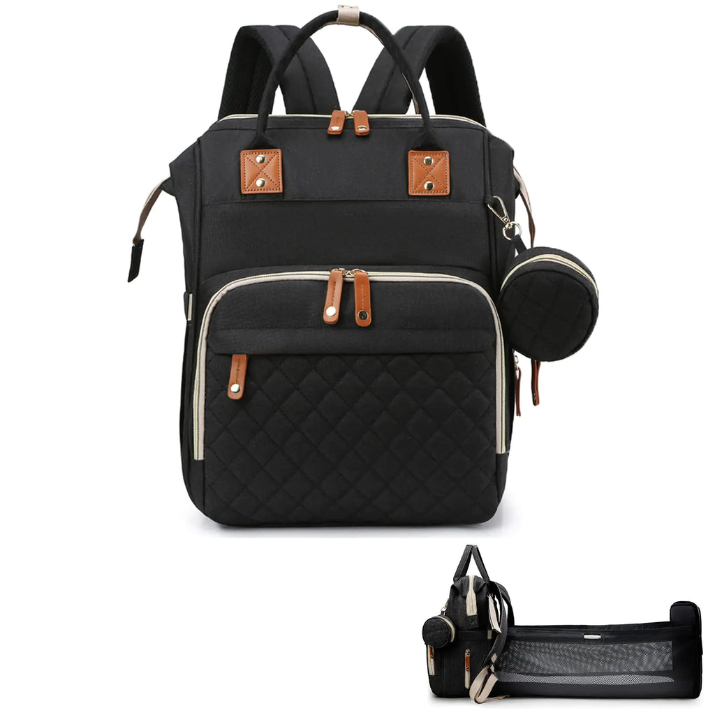 Tandanic Diaper Bag Backpack Baby Diaper Bag with Changing Station Mommy Bag Travel Multifunction Foldable Large Diaper Bags with Changing Pad for Unisex Baby Girl Boy(Black)
