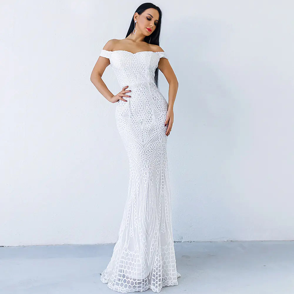 Sequin Strapless Mermaid Evening Gown Dress