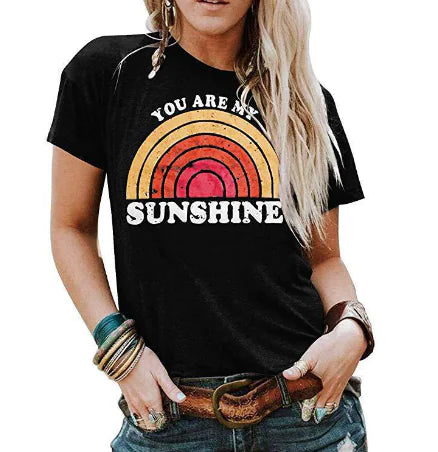 Letter Print Crew Neck Short Sleeve T-Shirt