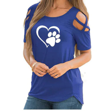 Heart Print Crew Neck Short Sleeve T-Shirt