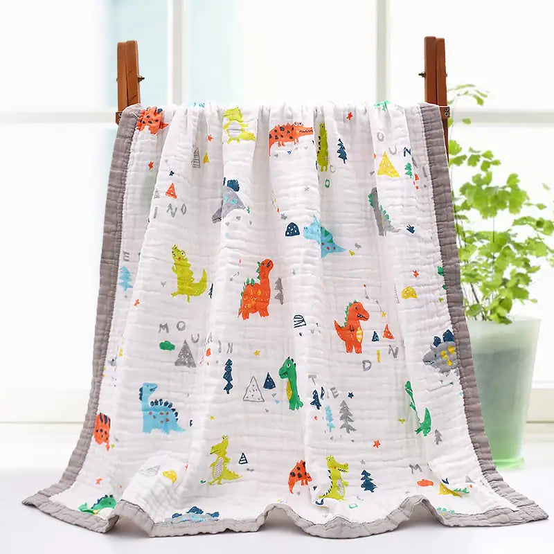 6-Layer Gauze Baby Bath Towel with Cartoon Print