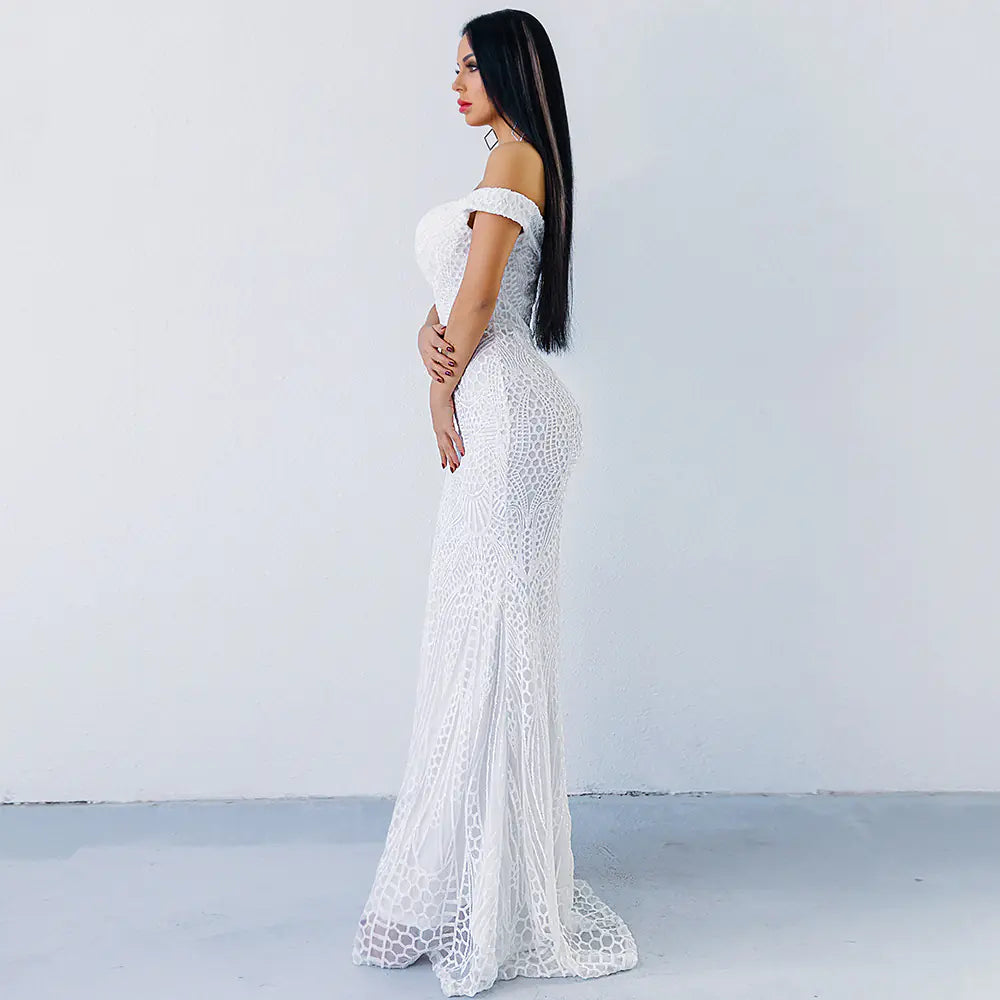 Sequin Strapless Mermaid Evening Gown Dress