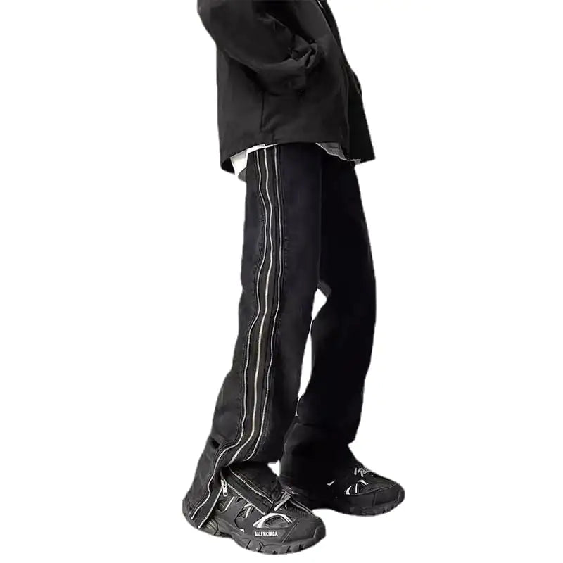 Men's American Zippered Straight Denim Trousers