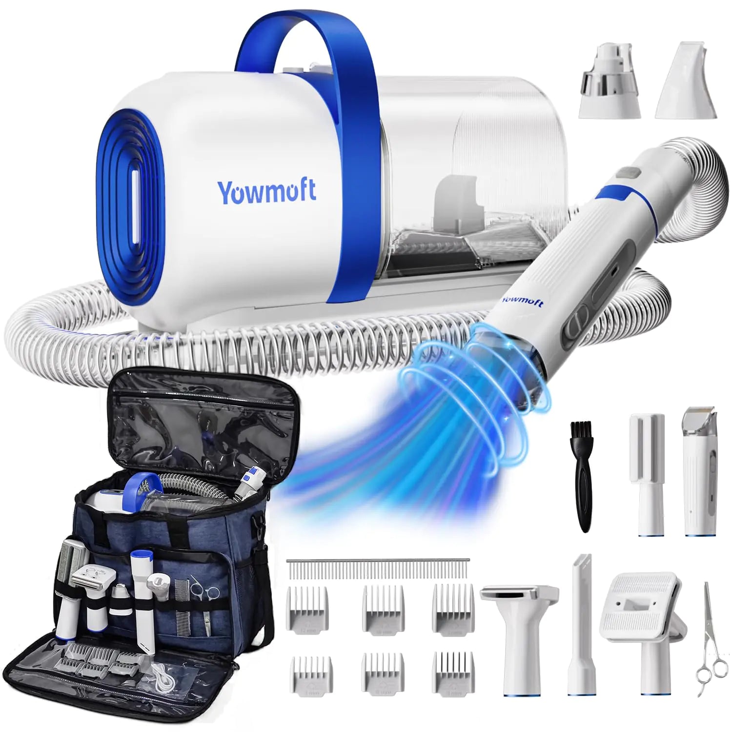YOWMOFT Dog Grooming Vacuum & Dog Grooming Kit Dog Vacuum for Shedding Grooming with 2 L Capacity Max 11 Kpa Dog Hair Vacuum with 15 Pet Grooming Tools & Bag Pet Grooming Vacuum for Dogs/Cats/Home