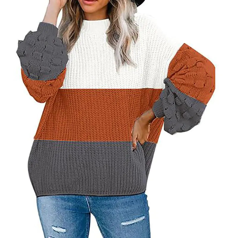 New Style Loose Pullover Knit Sweater with Long Sleeves