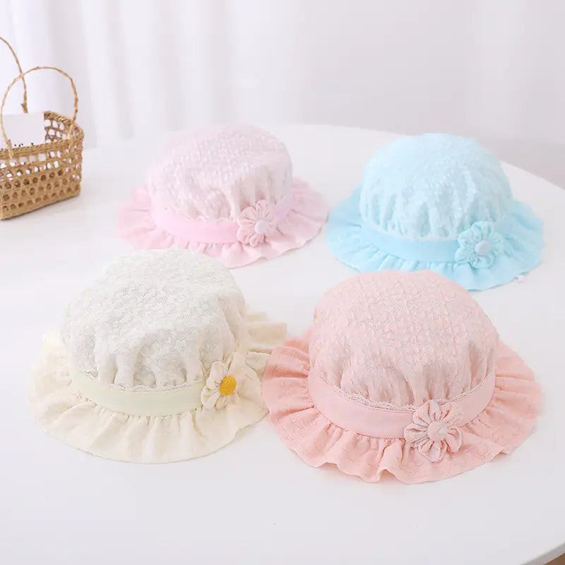 Children's Lace Brim Fisherman Hat for 2-9 Years Old