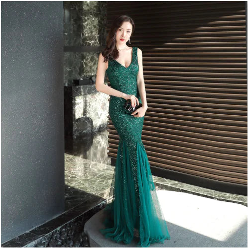 Sequin Mermaid Evening Gown for Women - Elegant Style