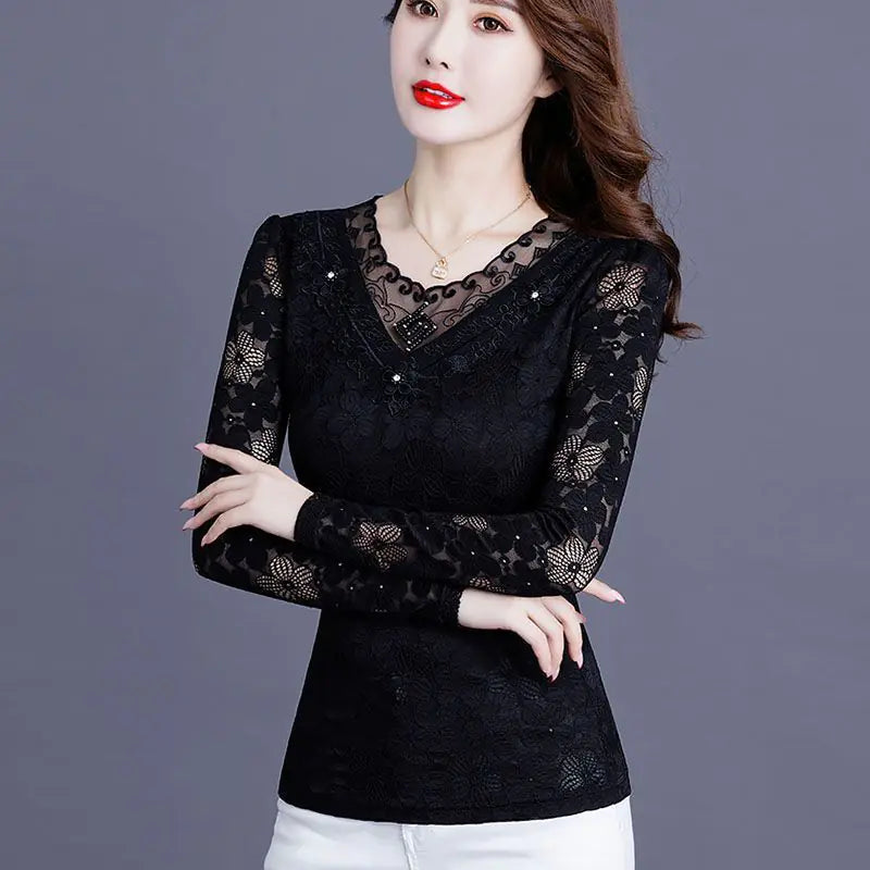 Lace Base Layer Top, Fleece Warm Shirt