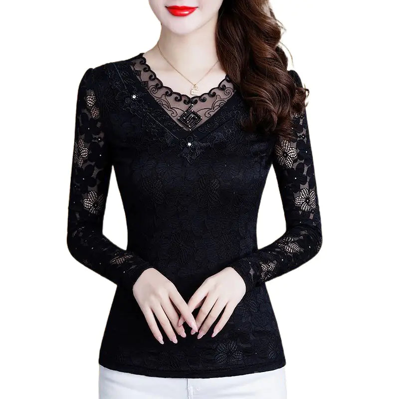 Lace Base Layer Top, Fleece Warm Shirt