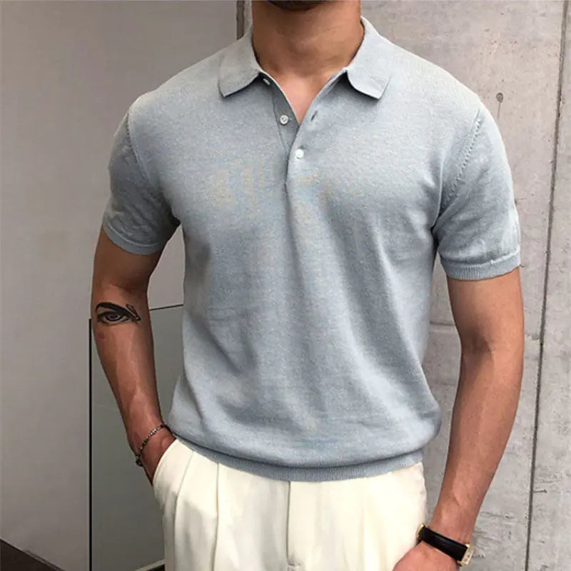 Trendy Summer Knit Slim Fit Short Sleeve Shirt