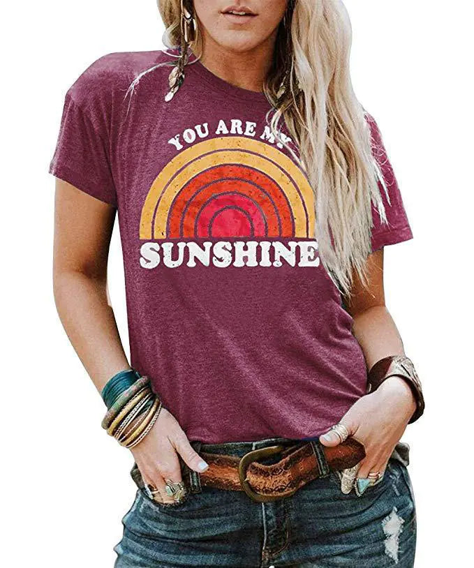 Letter Print Crew Neck Short Sleeve T-Shirt