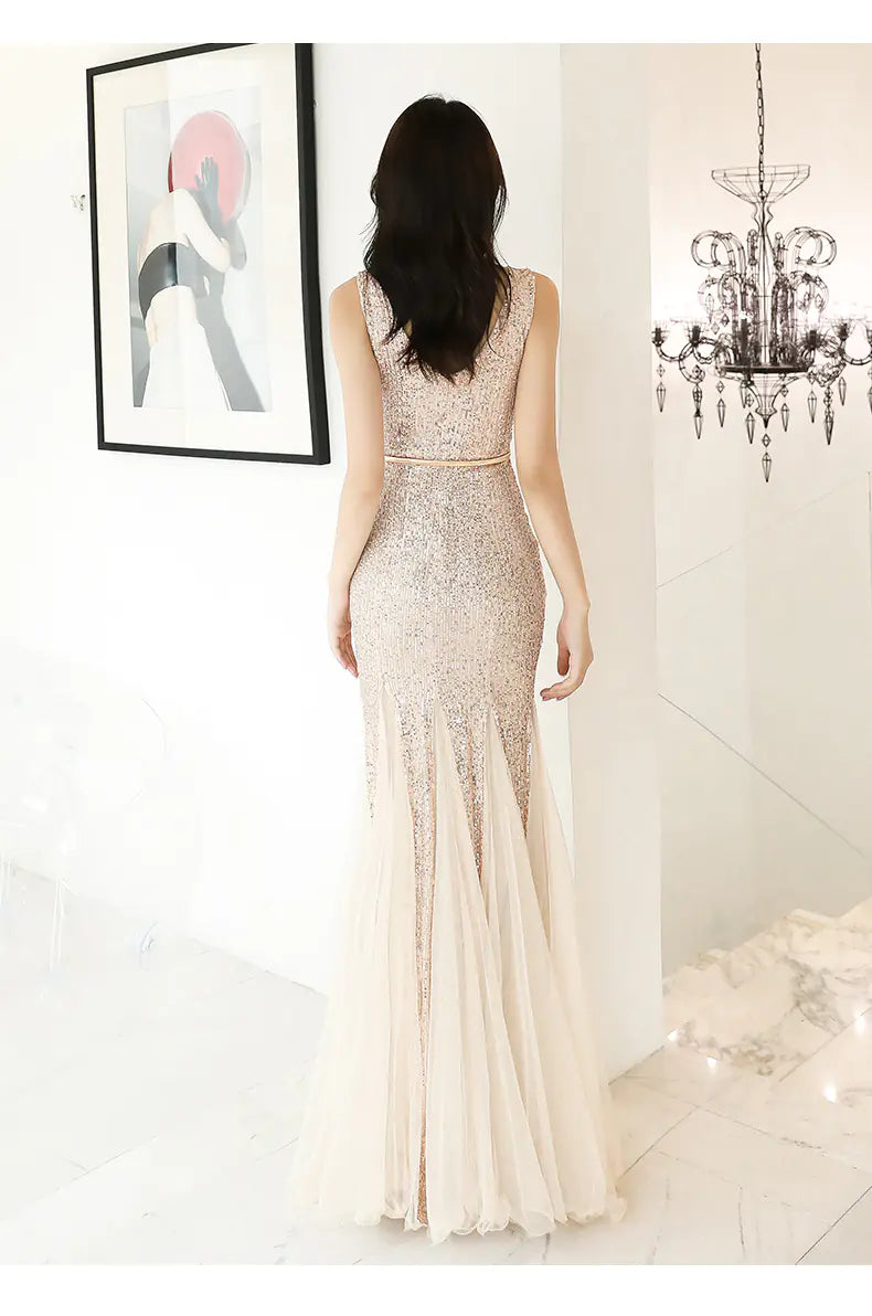 Sequin Mermaid Evening Gown for Women - Elegant Style