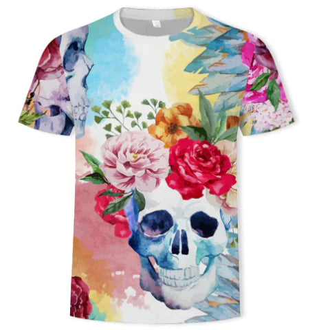 Digital Print Crew Neck Short Sleeve T-Shirt