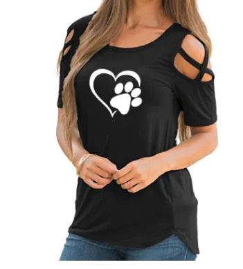 Heart Print Crew Neck Short Sleeve T-Shirt
