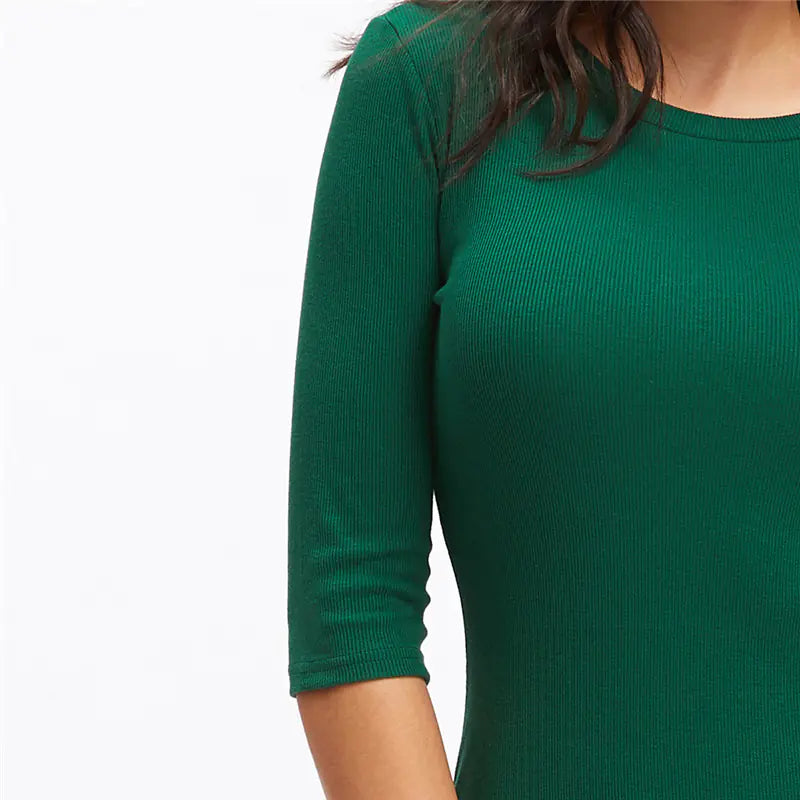 Long Slim Fit Knit Short Sleeve Dress