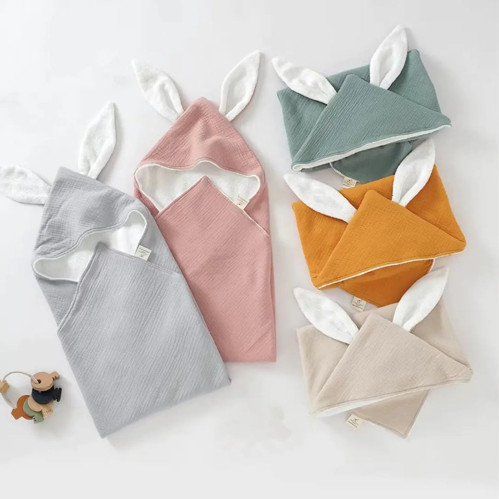Hooded Cotton Baby Bath Towel with Double-layer Gauze