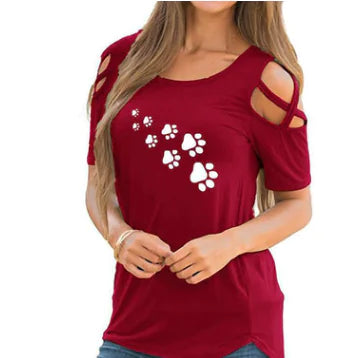 Heart Print Crew Neck Short Sleeve T-Shirt