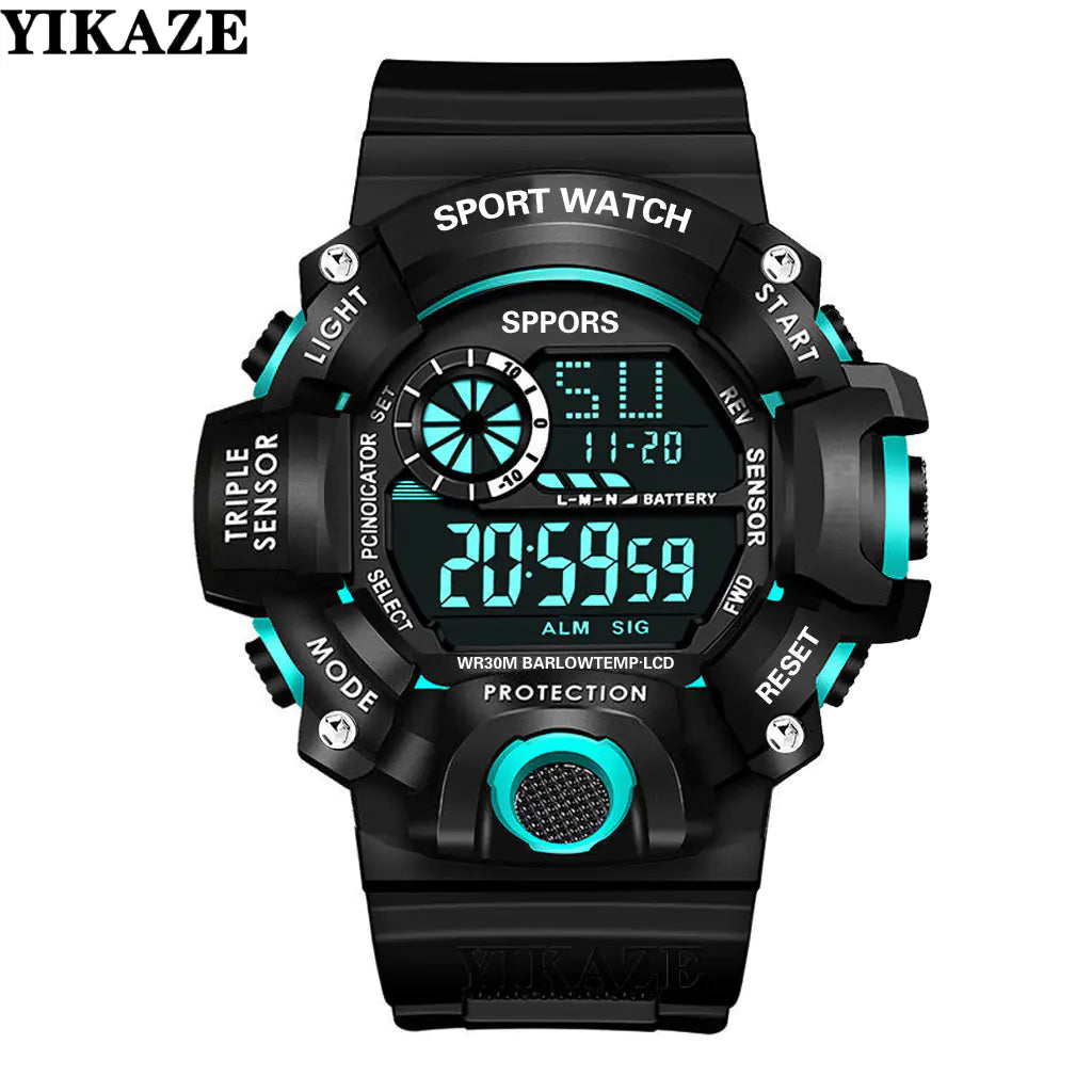 YIKAZE Men's Multifunction LED Digital Sports Watch