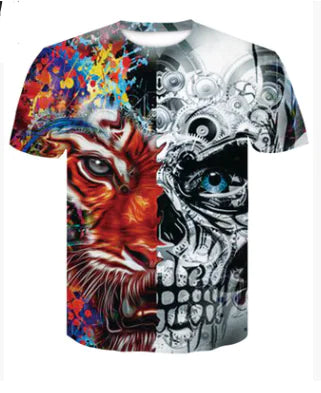Digital Print Crew Neck Short Sleeve T-Shirt