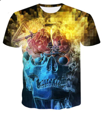 Digital Print Crew Neck Short Sleeve T-Shirt
