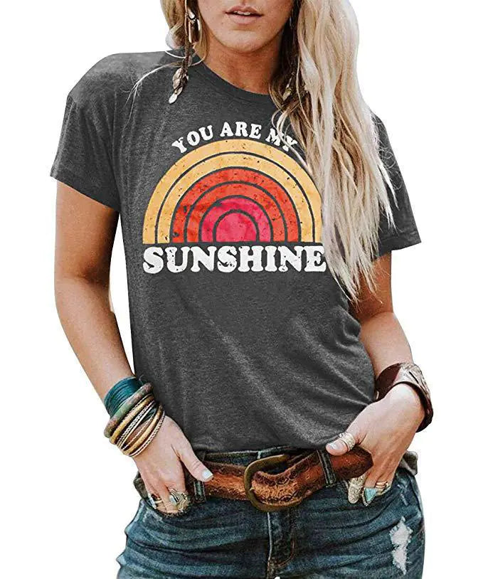 Letter Print Crew Neck Short Sleeve T-Shirt