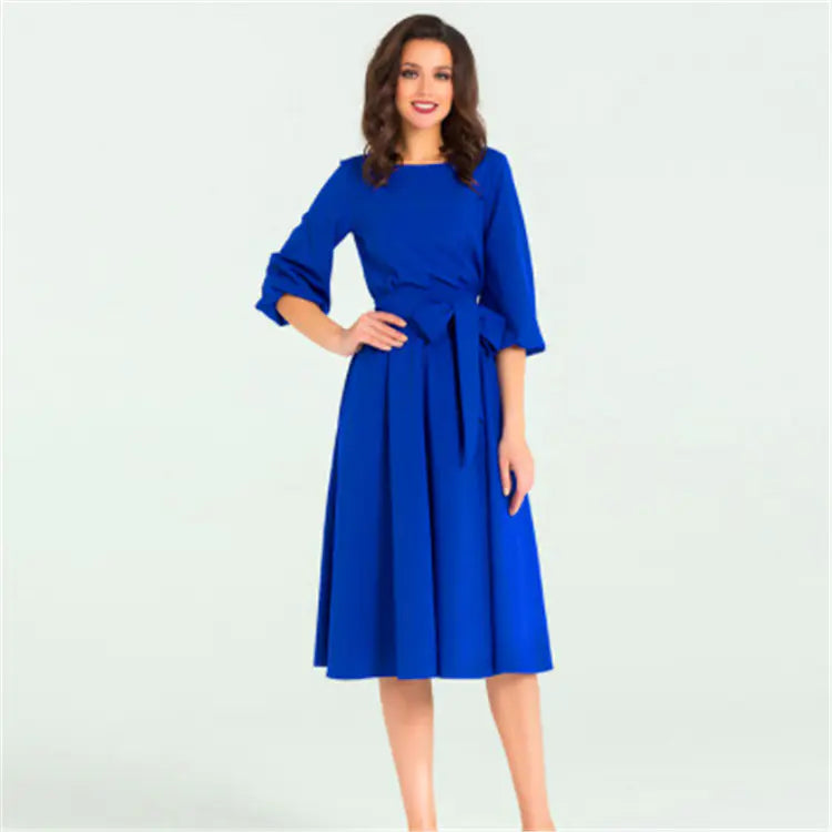 Elegant A-Line Dress with Round Neck
