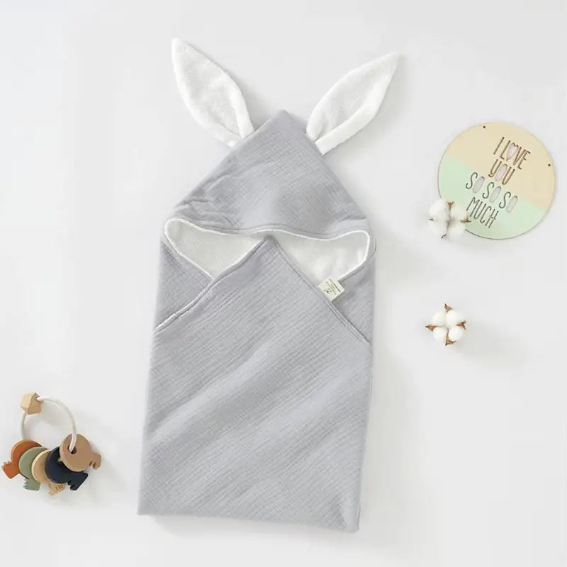 Hooded Cotton Baby Bath Towel with Double-layer Gauze
