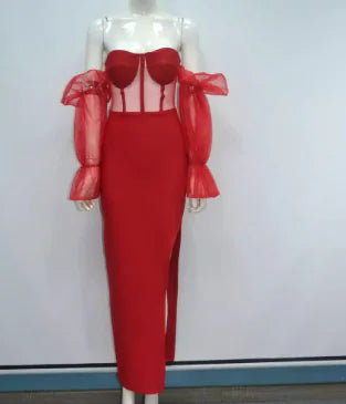 Yarn Long Sleeve Dress for Weddings and Parties