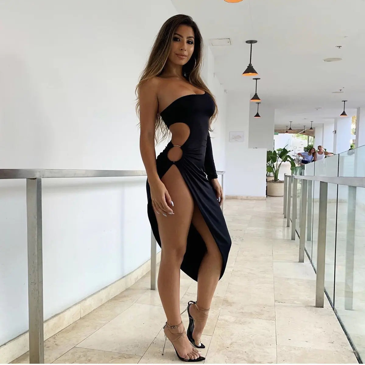 2020 Amazon Cross-Border Long Sleeve Cutout Dress