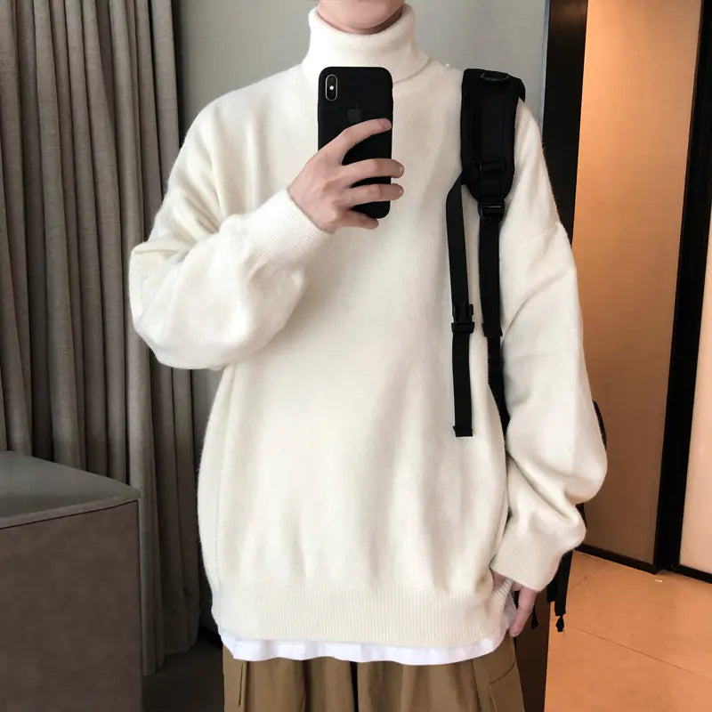 Men's Korean Style Loose Knit Turtleneck Sweater