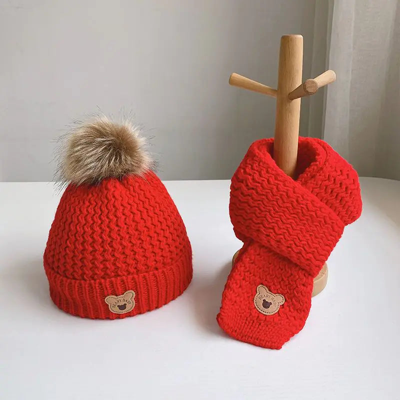 Children's Warm Hat and Scarf Set for Boys and Girls