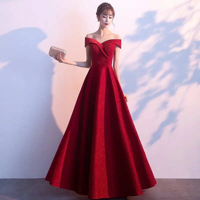 Red Long Evening Dress for Weddings and Engagements
