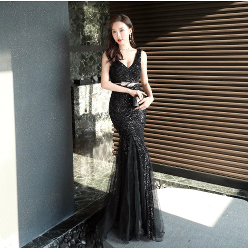 Sequin Mermaid Evening Gown for Women - Elegant Style
