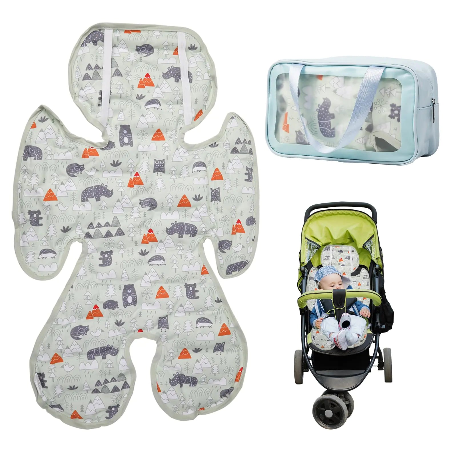 Gresource Car Seat Gel Baby Cooling Pad Double Sided and Fordable Breathable Ice Seat Liner Cooler Mat Cushion for Stroller Baby Chair Child Safety Car Seat Cribs and Bassinets (Forest)