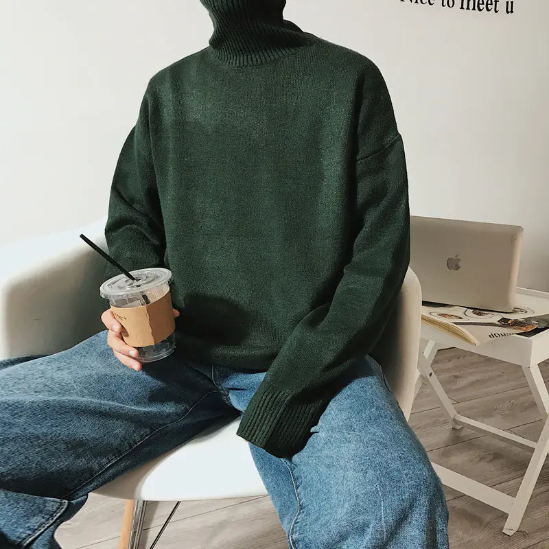 Men's Korean Style Loose Knit Turtleneck Sweater