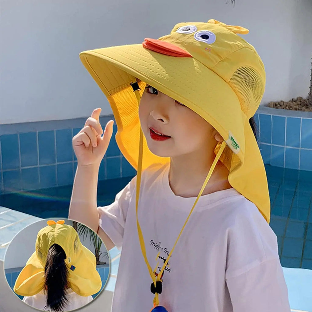 Children's Yellow Bucket Beach Hat for Boys and Girls