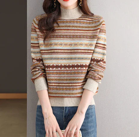 Knitted Sweater, Warm Base Layer, Crew Neck Top