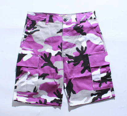 Men's Summer New Cargo Pants, Purple Camouflage Shorts