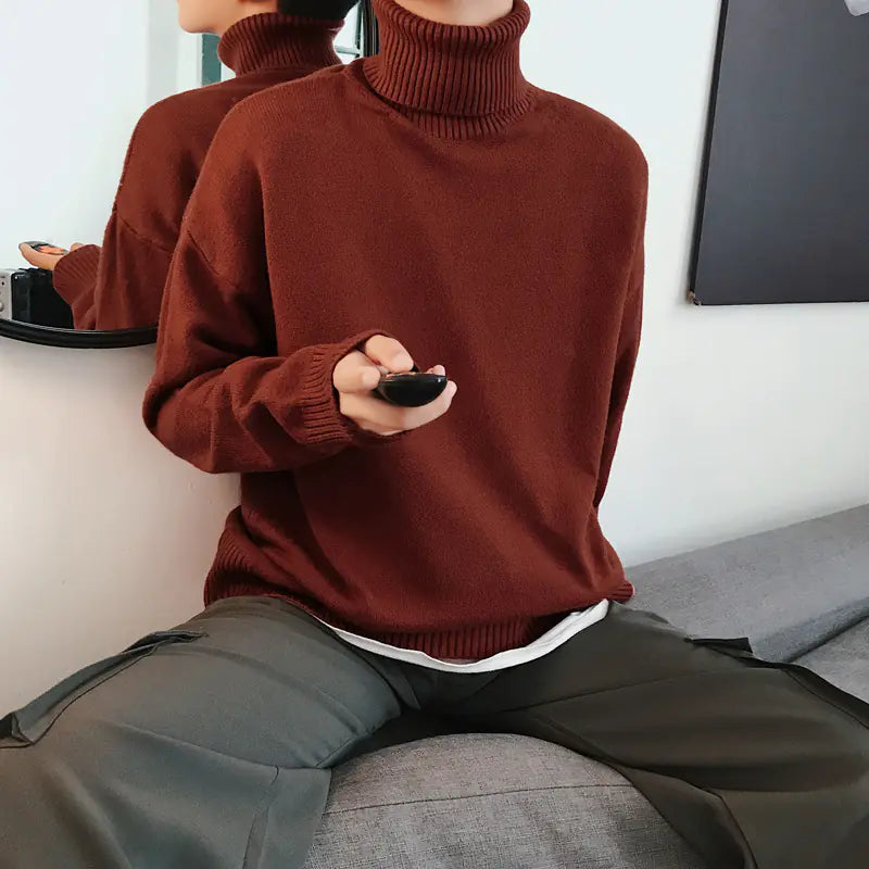 Men's Korean Style Loose Knit Turtleneck Sweater