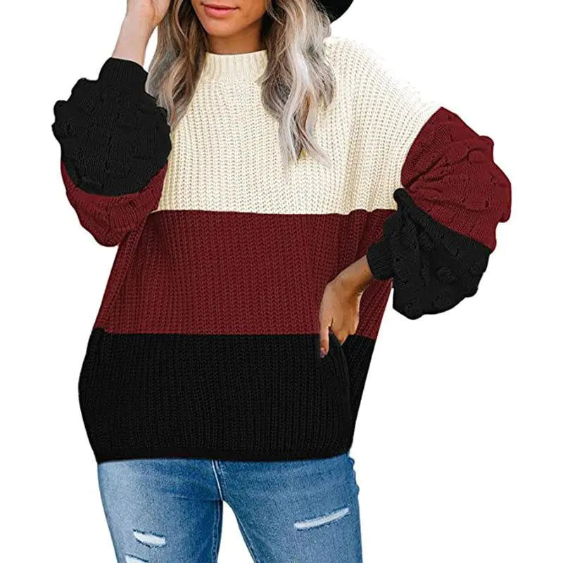 New Style Loose Pullover Knit Sweater with Long Sleeves