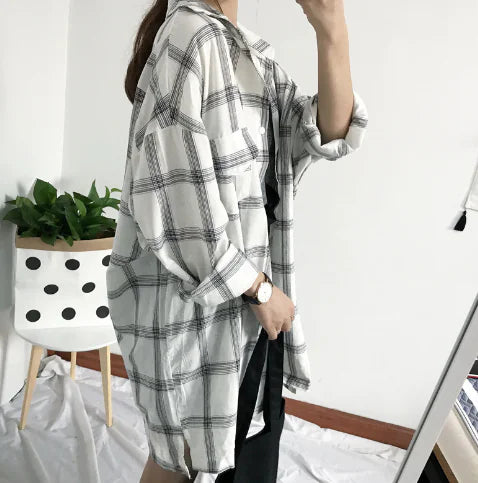 Irregular Plaid Long Sleeve Shirt for Women (2020)