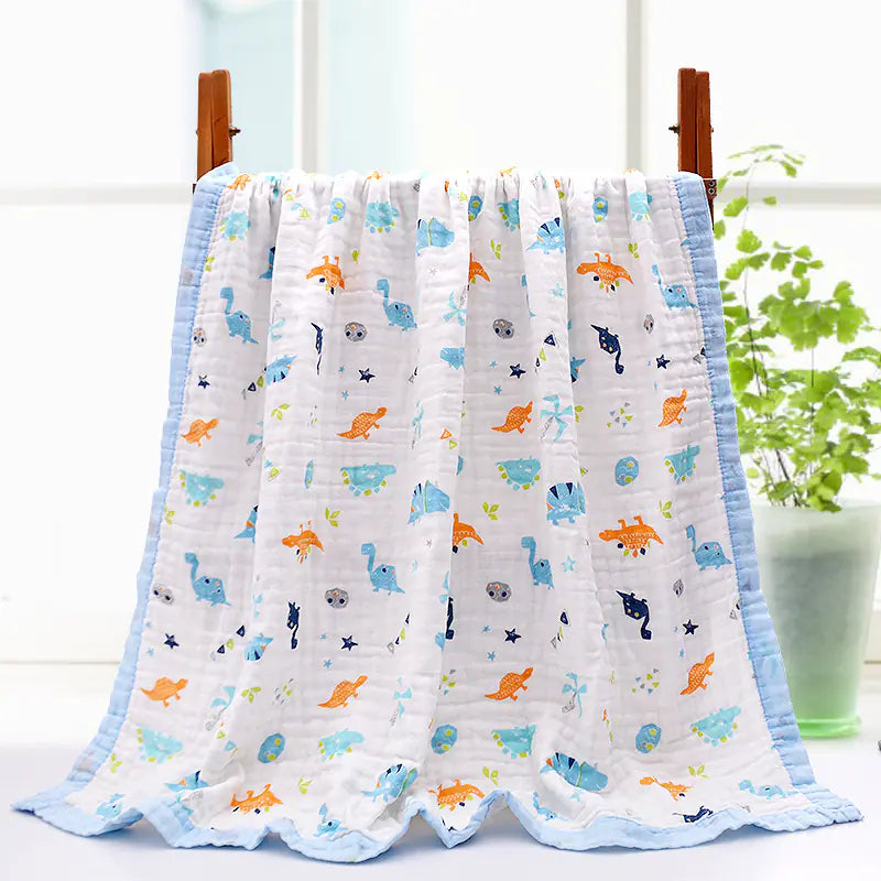 6-Layer Gauze Baby Bath Towel with Cartoon Print