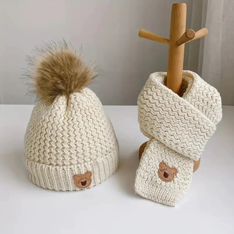 Children's Warm Hat and Scarf Set for Boys and Girls